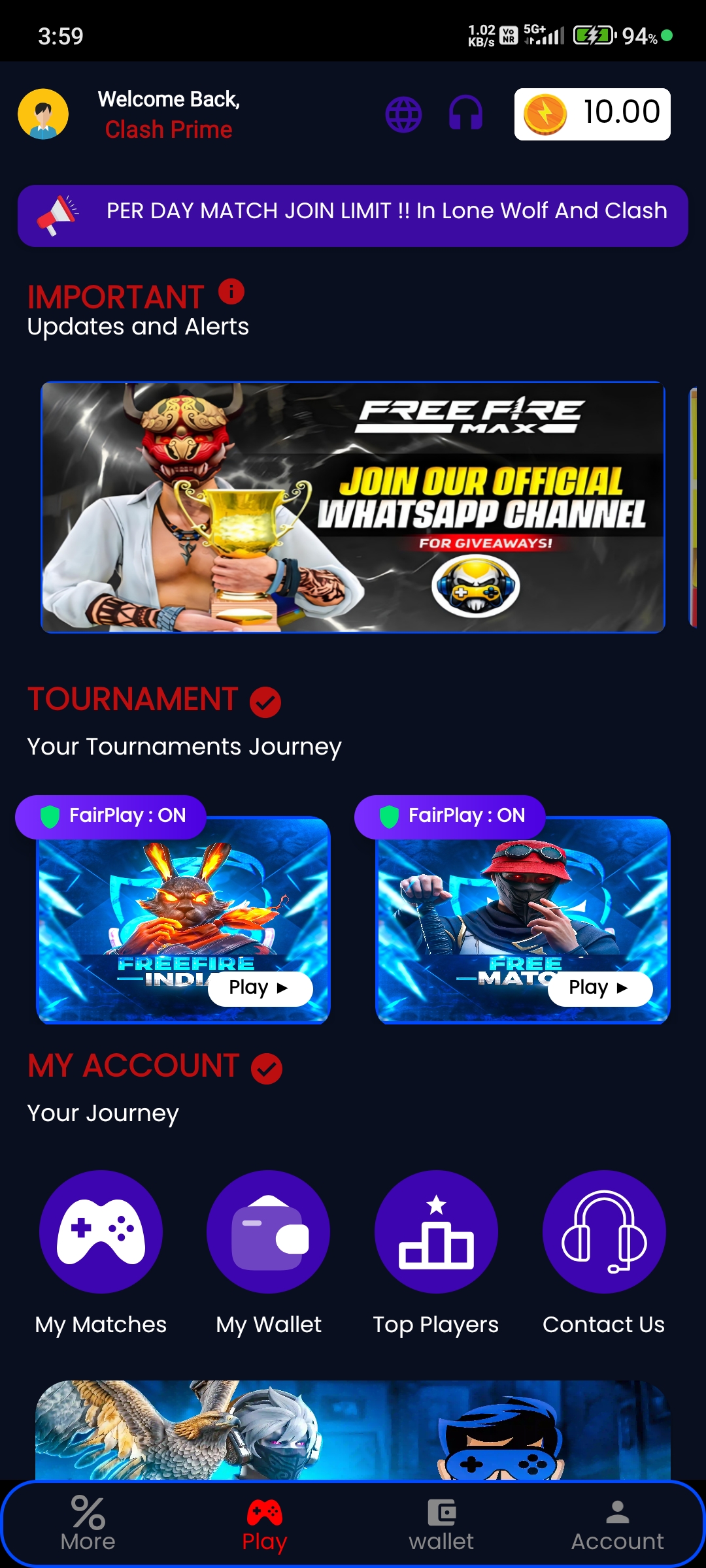 V-5 FREE FIRE / BGMI + Esports Website Application